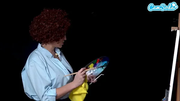 Big Tits MILF Ryan Keely Cosplay As Bob Ross Gets Horny During Painting Tutorial