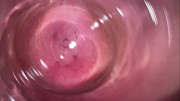Camera deep inside Mia's teen creamy pussy