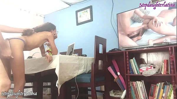 My stepfather caught me watching porn... He decided to fuck my pussy