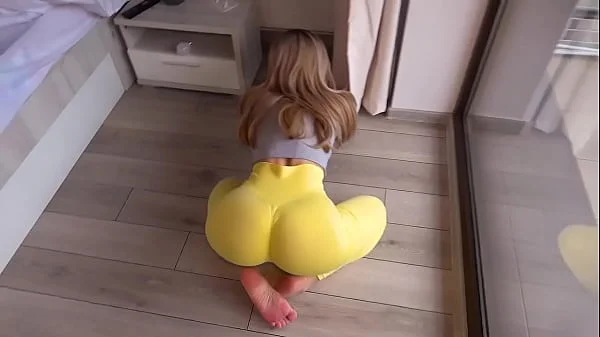 Hot MILF with big ass does yoga in leggings and gets fucked by step son