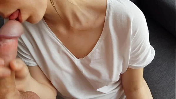 I Was Licking His Cock And He Came On My New Shirt! POV!