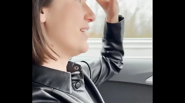 he really wants to get sucked in the car, so I stop to swallow his sperm