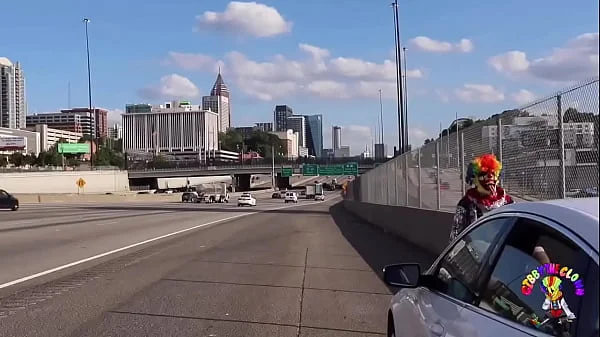 Juicy Tee Gets Fucked by Gibby The Clown on A Busy Highway During Rush Hour