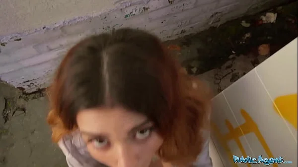 Public Agent Tight Spanish babe gives blowjob and fuck behind husbands back