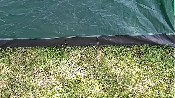 I peeping on my stepsister masturbating in a tent outside and shaking with orgasm - Lesbian Illusion Girls