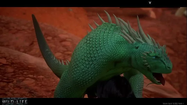 A girl is fucked by a lizard with two cocks - Wild Life