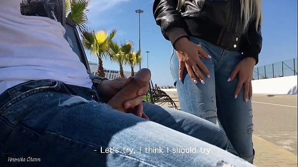 Girl Was Surprised To See Guy Jerking Off Dick In The Park And Made Him Cum