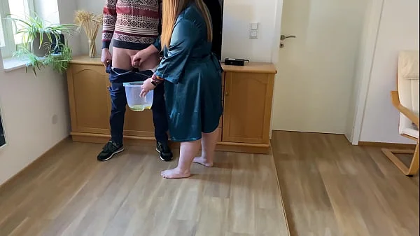 Mother in law sucks my dick and shows off her fat ass and hairy pussy