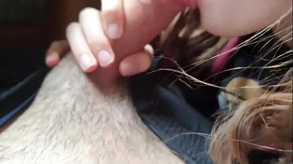 Sloppy blowjob by sweet curly haired bitch