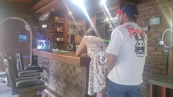 This barlady is a real cheating cum slut fucked her on the bar
