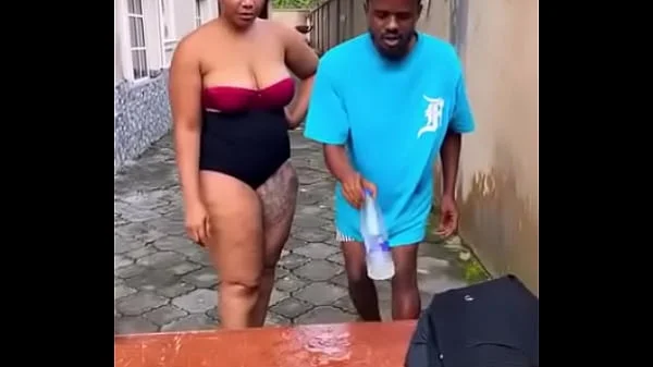 Big ass naija babe with big ass and great body in a flip Bottle Challenge where you strip for every loss
