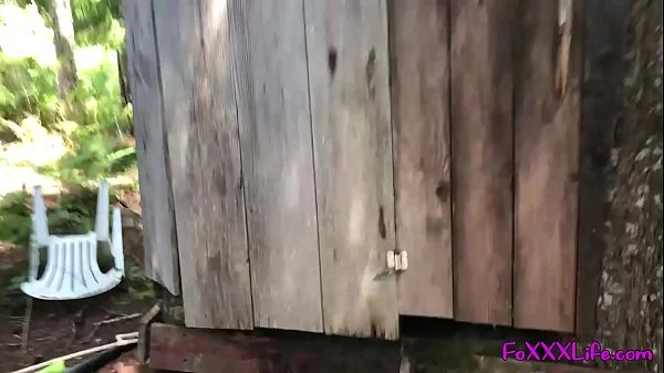 Hot outdoor shower in the woods - TheFoxxxLife -