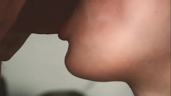 Slow motion. Close up blowjob from teen. Oral creampie