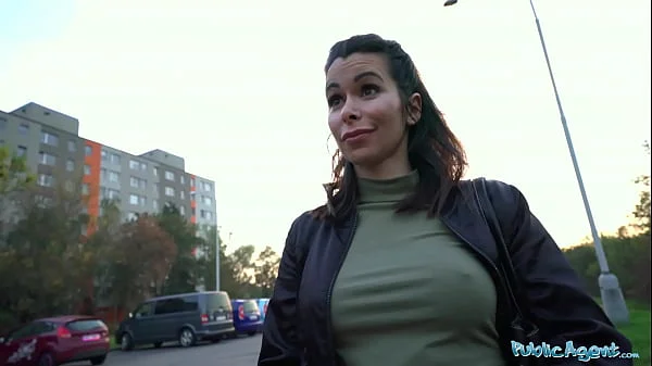 Public Agent Stunning brunette with fantastic tits fucks a stranger to pay a fine