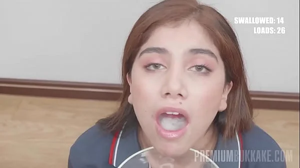PremiumBukkake - Marina Gold swallows 73 huge mouthful cumshots