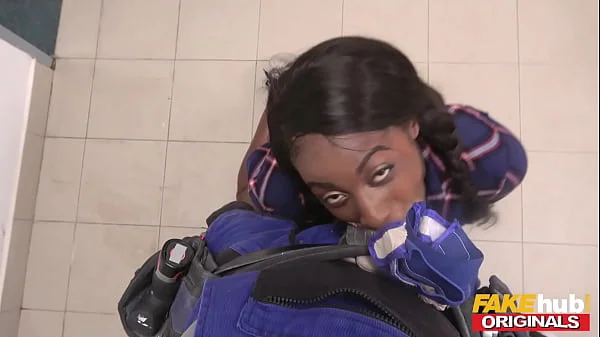 FAKEhub - Handyman electrocuted after trying to help a horny but firm British Ebony babe with big tits and ass who he gets a sloppy wet deep throat blowjob from and fucks in her shaved tight super wet hot pussy hole