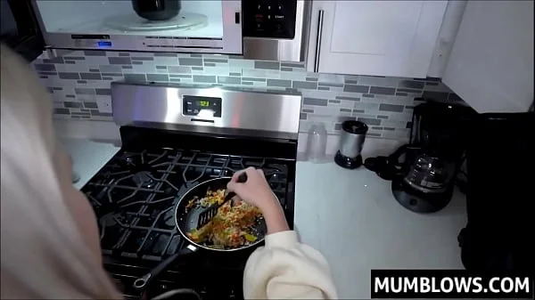 Stepson grabs Stepmoms ass while shes cooking